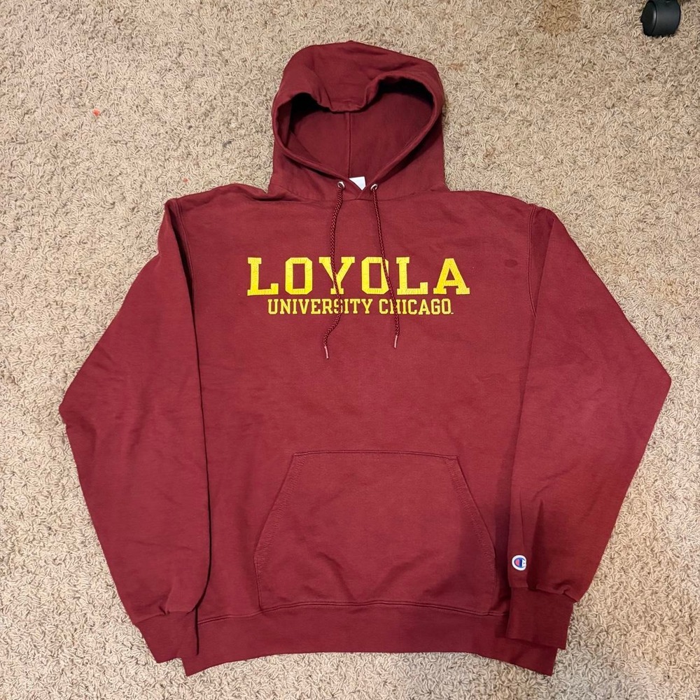 Champion Loyola University Chicago Hoodie Burgundy Maroon Mens Large Sweatshirt
